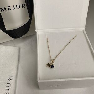Mejuri Gold Necklace with Star and Sapphire  Blue Charm